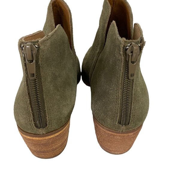 SUSINA Olive /Camo Green Back Zip Perforated Suede Ankle Booties 9M - Picture 5 of 13